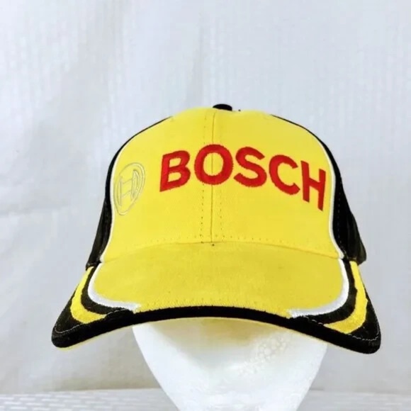 Bosch Men Strap back Cap Motorsports Yellow Black Cotton Hat One Size Fits All - Picture 1 of 6